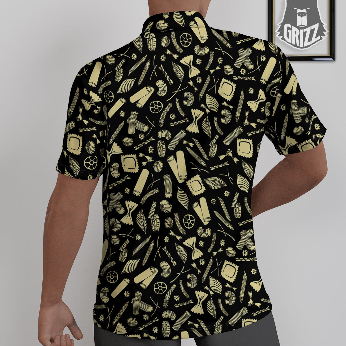 Black And Beige Macaroni Print Pattern Untucked Shirts-grizzshop
