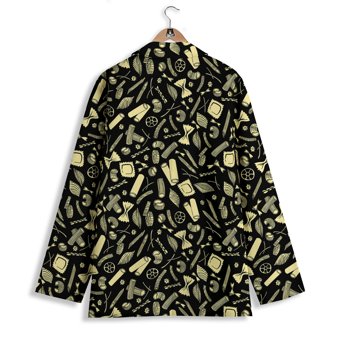 Black And Beige Macaroni Print Pattern Women's Blazer-grizzshop