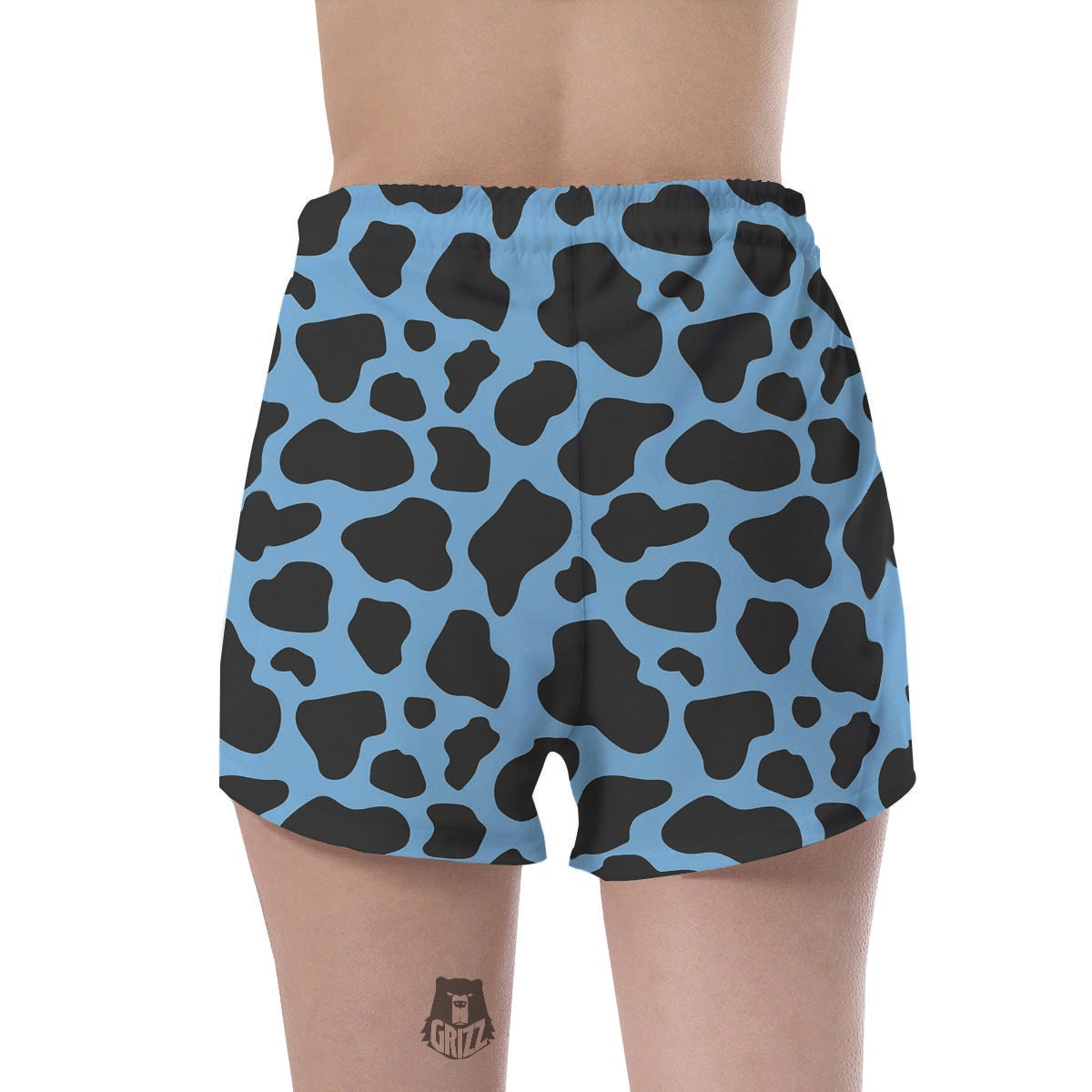 Black And Blue Cow Print Women's Shorts-grizzshop