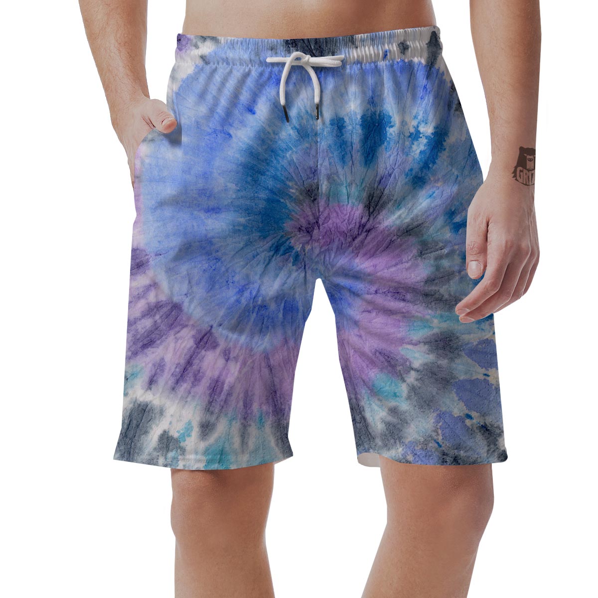 Black And Blue Tie Dye Men's Shorts-grizzshop