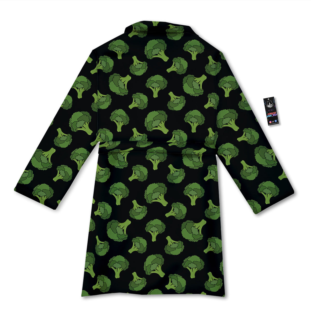 Black And Broccoli Print Pattern Bathrobe-grizzshop