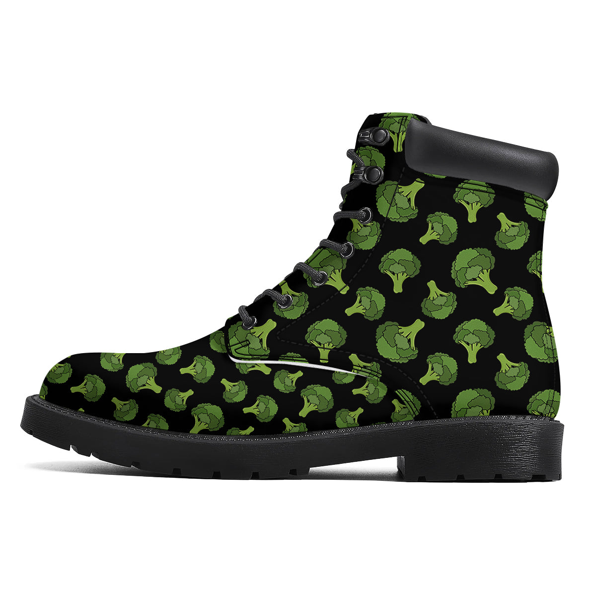 Black And Broccoli Print Pattern Boots-grizzshop