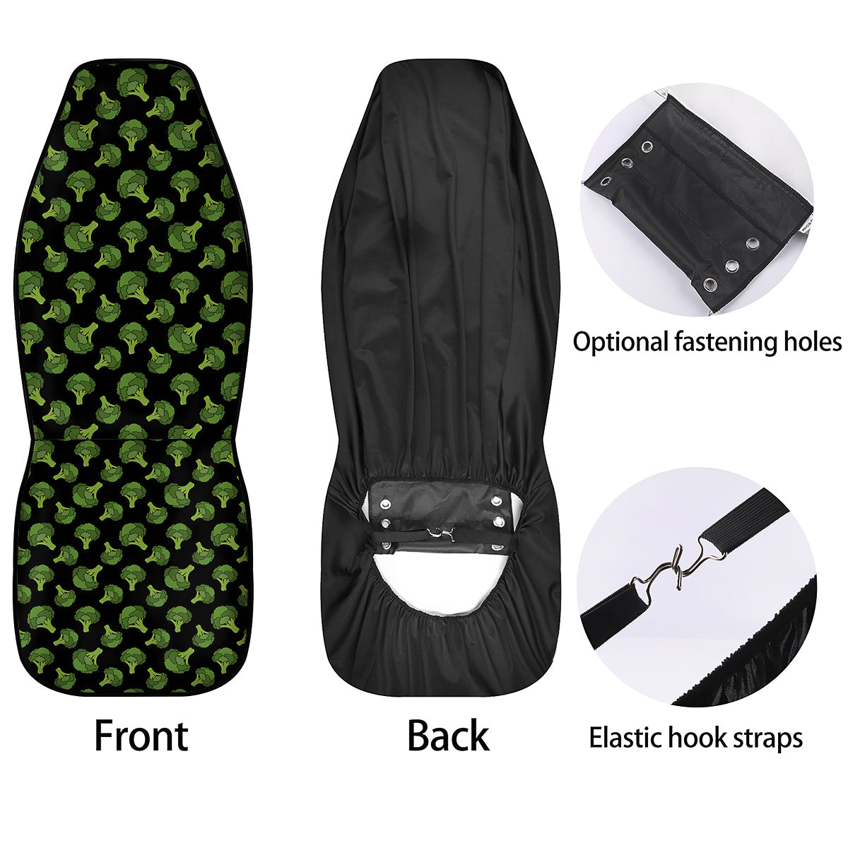 Black And Broccoli Print Pattern Car Seat Covers-grizzshop