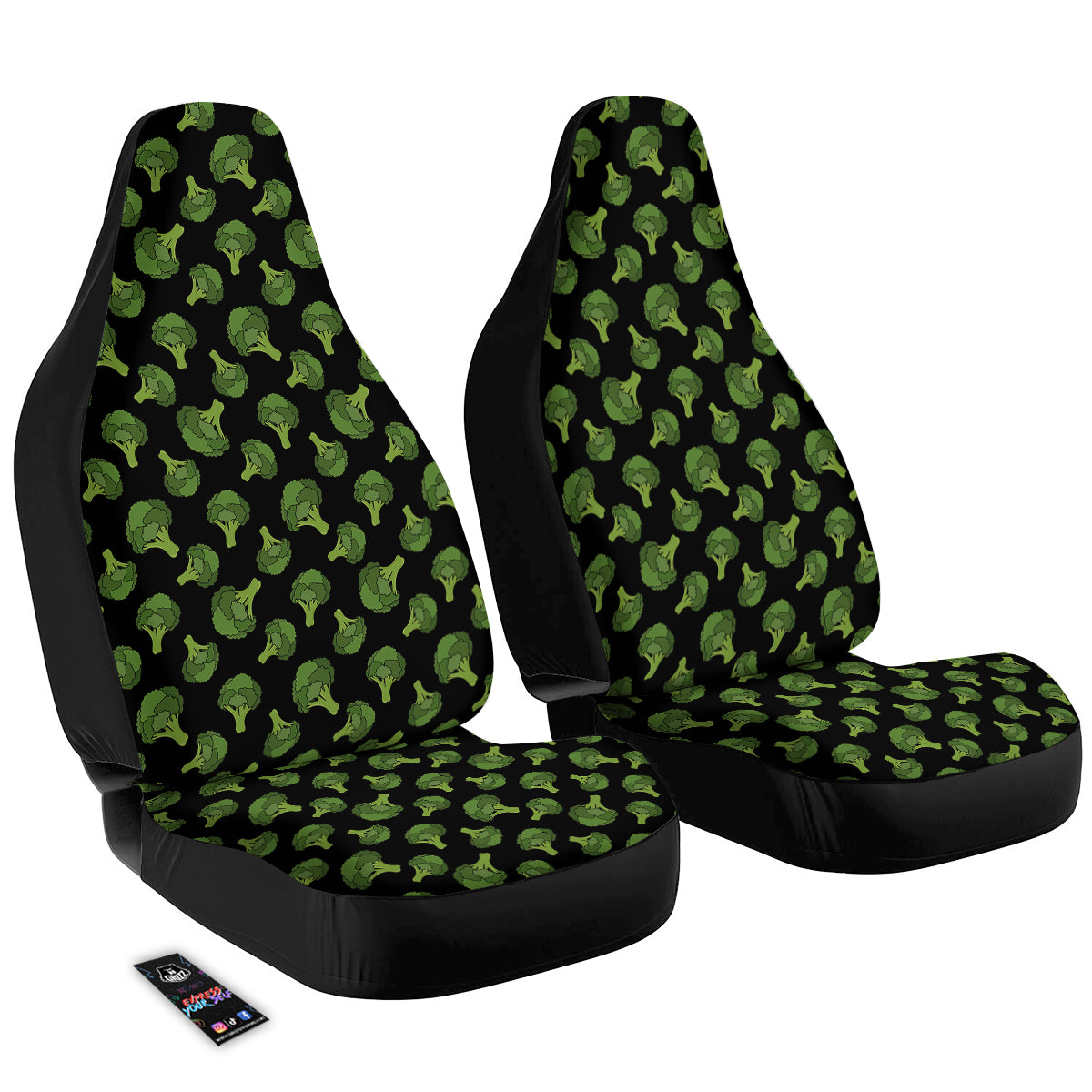 Black And Broccoli Print Pattern Car Seat Covers-grizzshop