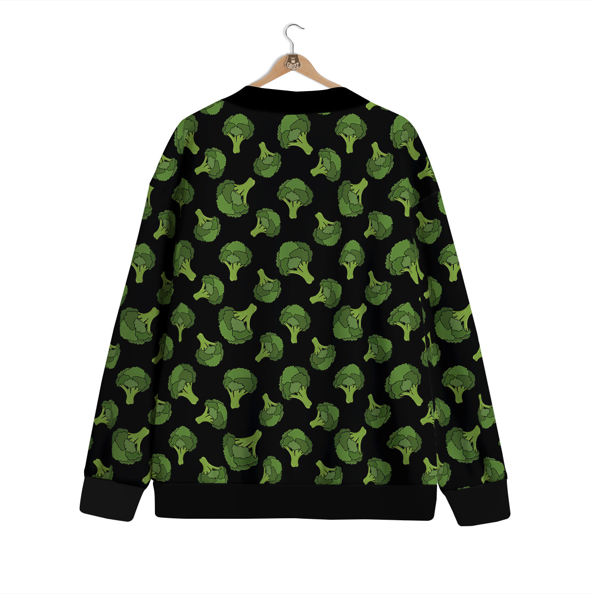 Black And Broccoli Print Pattern Cardigan-grizzshop