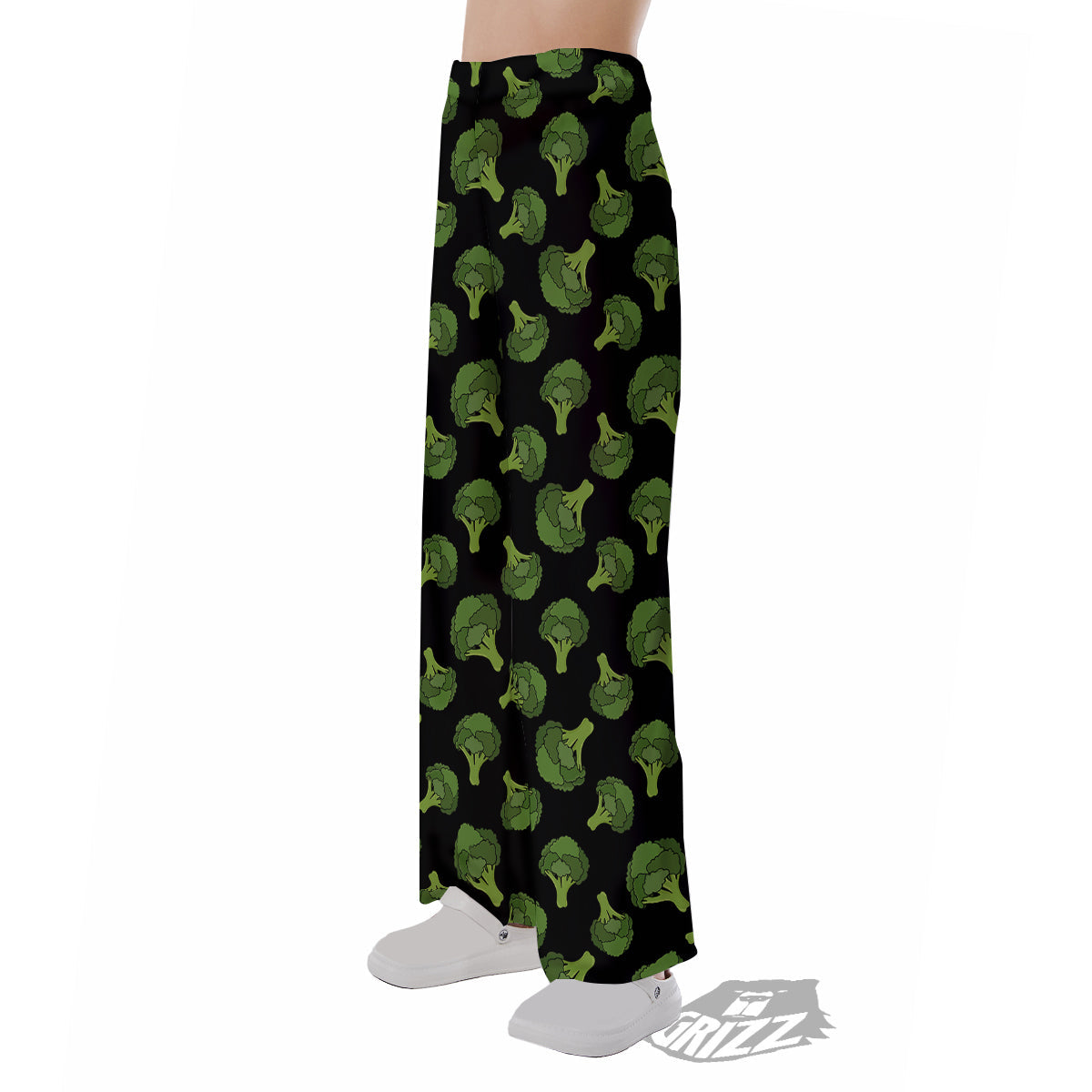 Black And Broccoli Print Pattern Pajama Pants-grizzshop