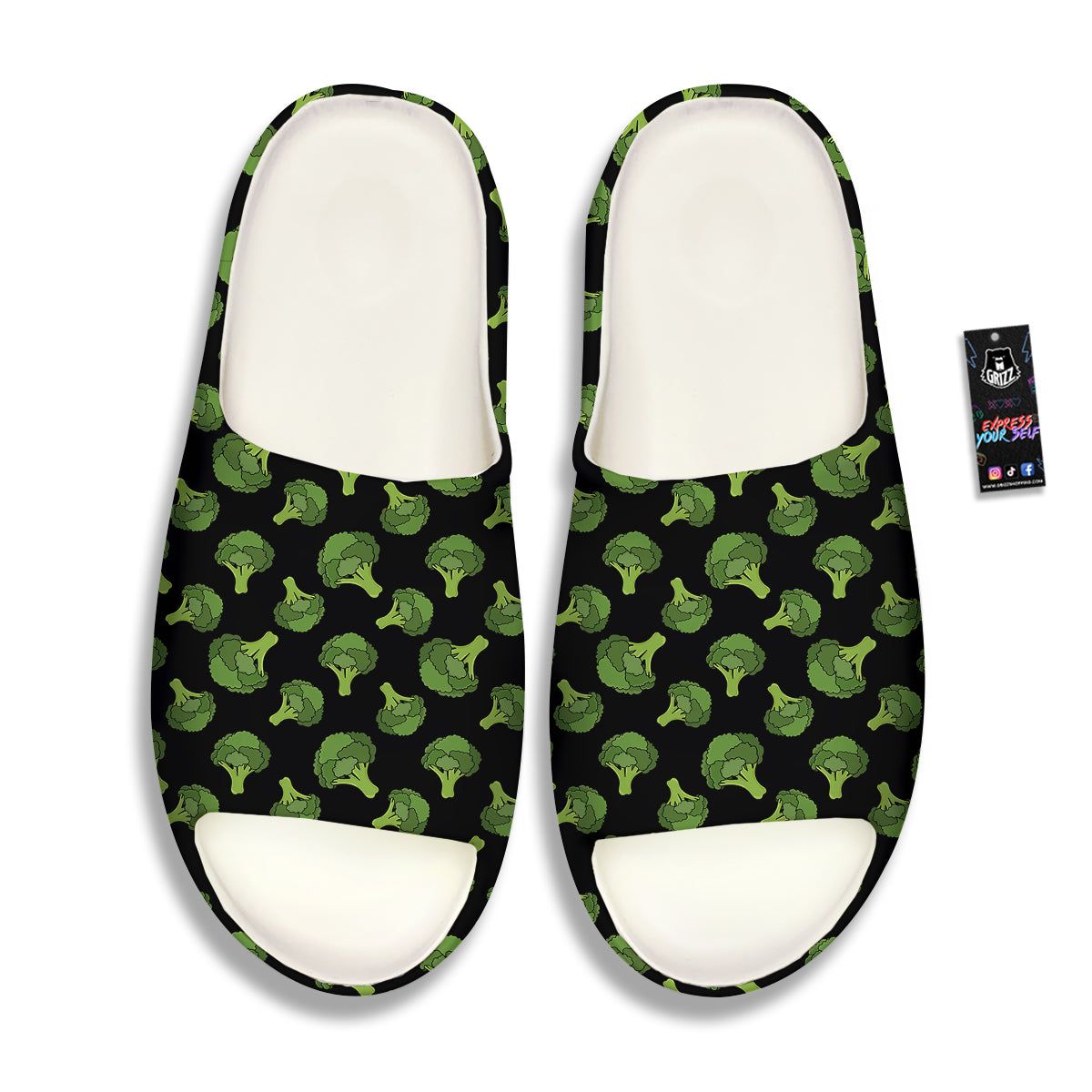 Black And Broccoli Print Pattern Sandals-grizzshop