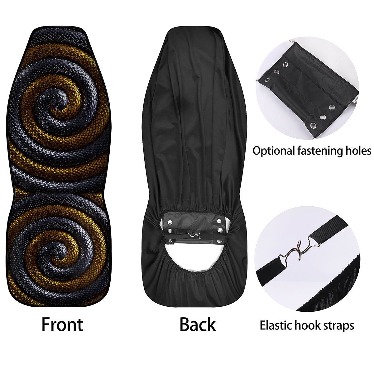 Black And Gold Twisted Snakes Print Car Seat Covers-grizzshop