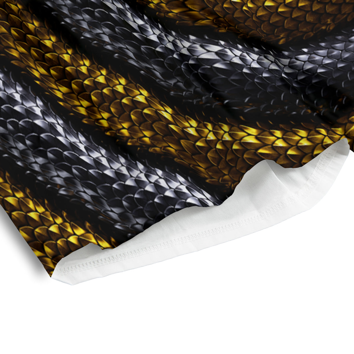 Black And Gold Twisted Snakes Print Men's Athletic Shorts
