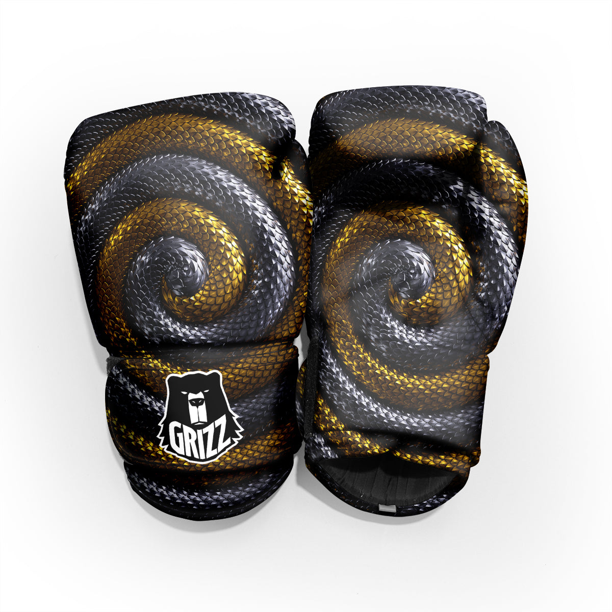 Black And Gold Twisted Snakes Print Pro Boxing Glove