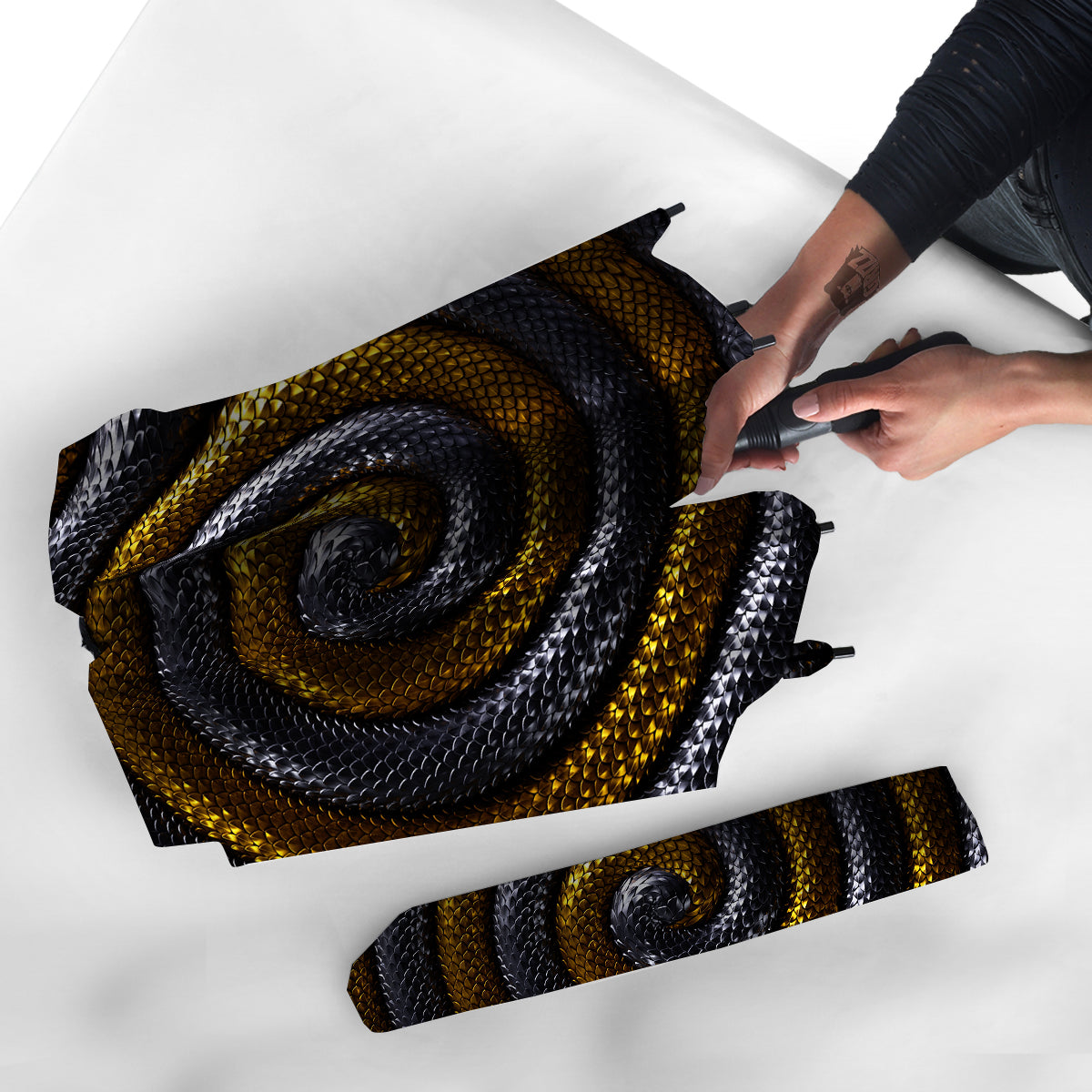 Black And Gold Twisted Snakes Print Umbrella-grizzshop