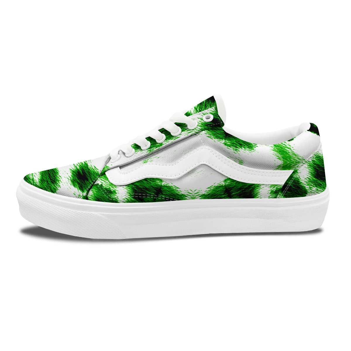 Black And Green Acid Wash Tie Dye Print Skate Shoes-grizzshop