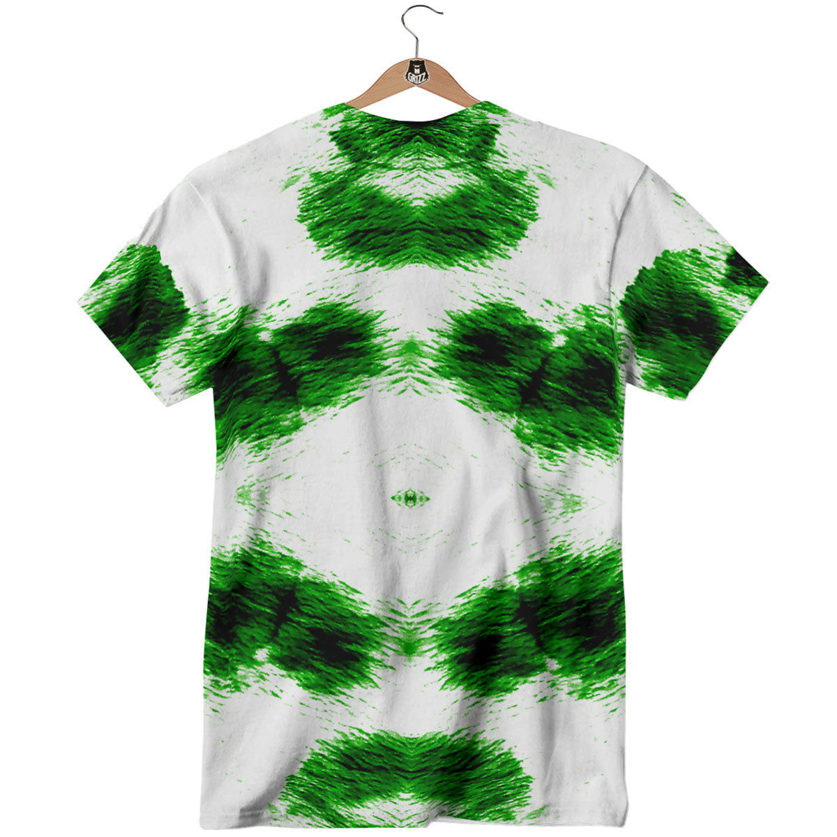 Black And Green Acid Wash Tie Dye Print T-Shirt-grizzshop