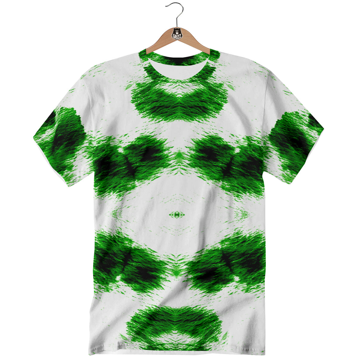 Black And Green Acid Wash Tie Dye Print T-Shirt-grizzshop