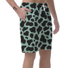 Black And Green Cow Print Men's Shorts-grizzshop