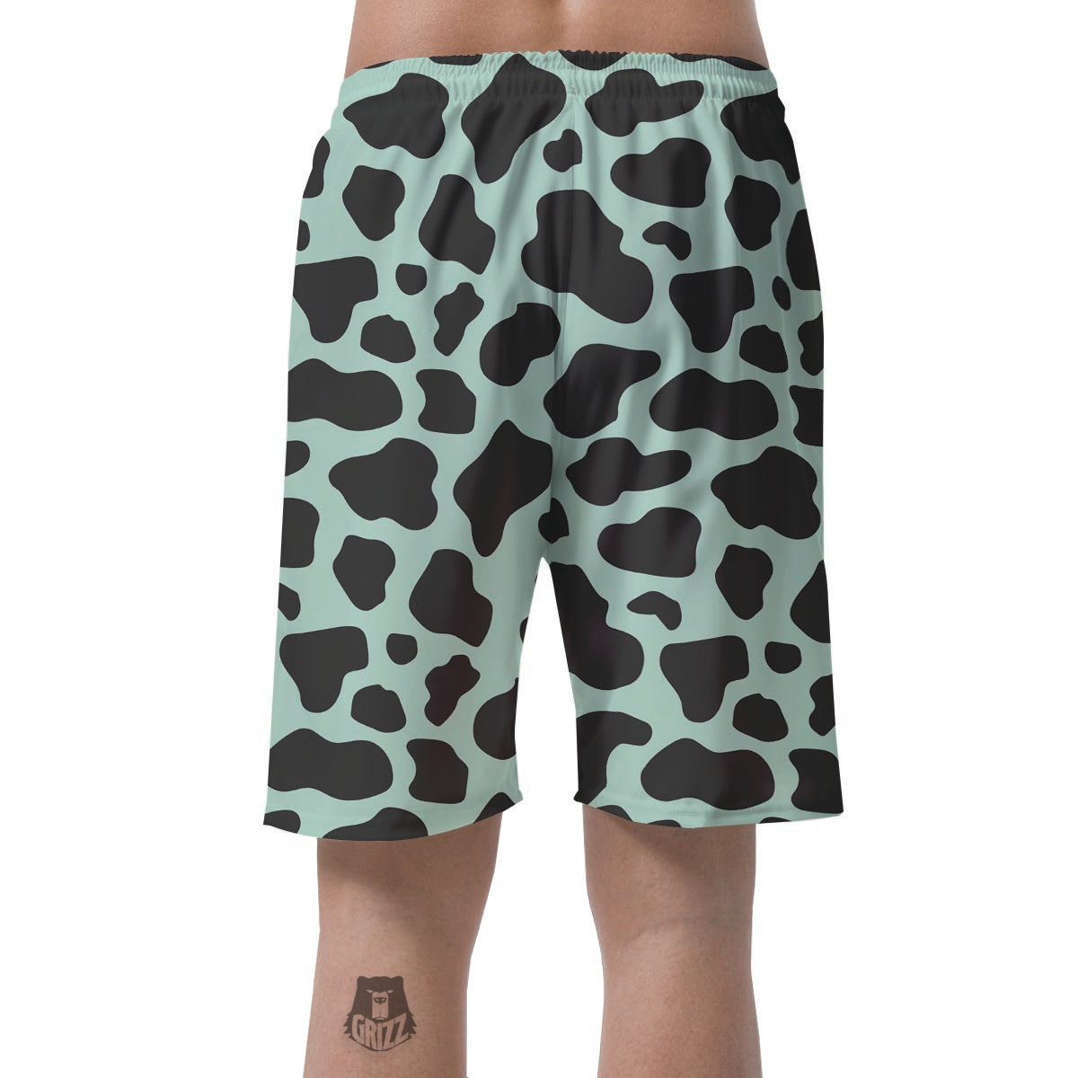 Black And Green Cow Print Men's Shorts-grizzshop