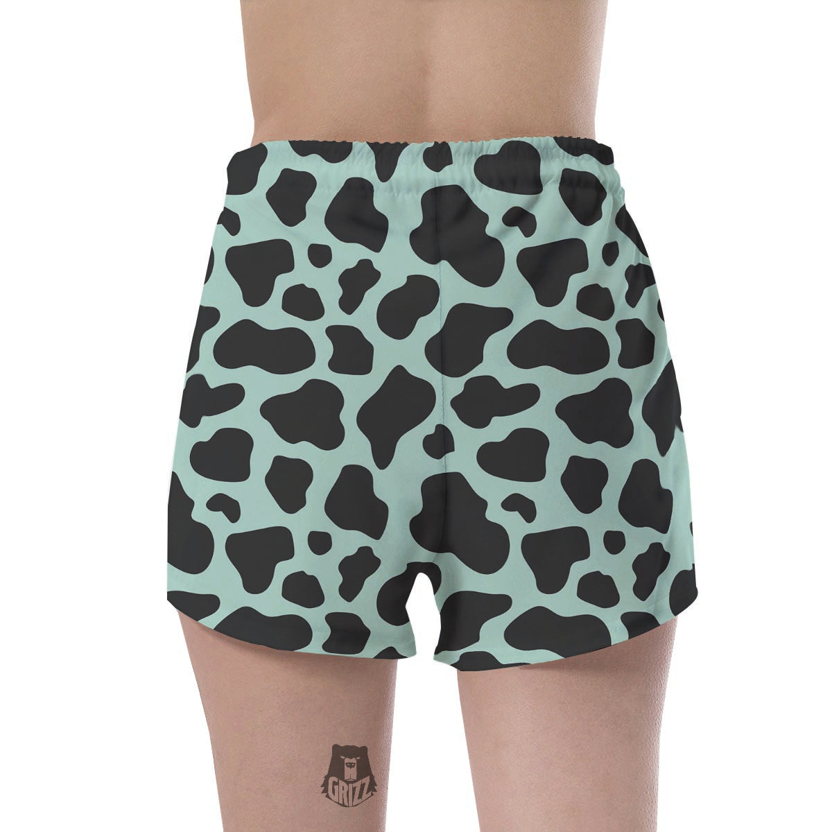 Black And Green Cow Print Women's Shorts-grizzshop