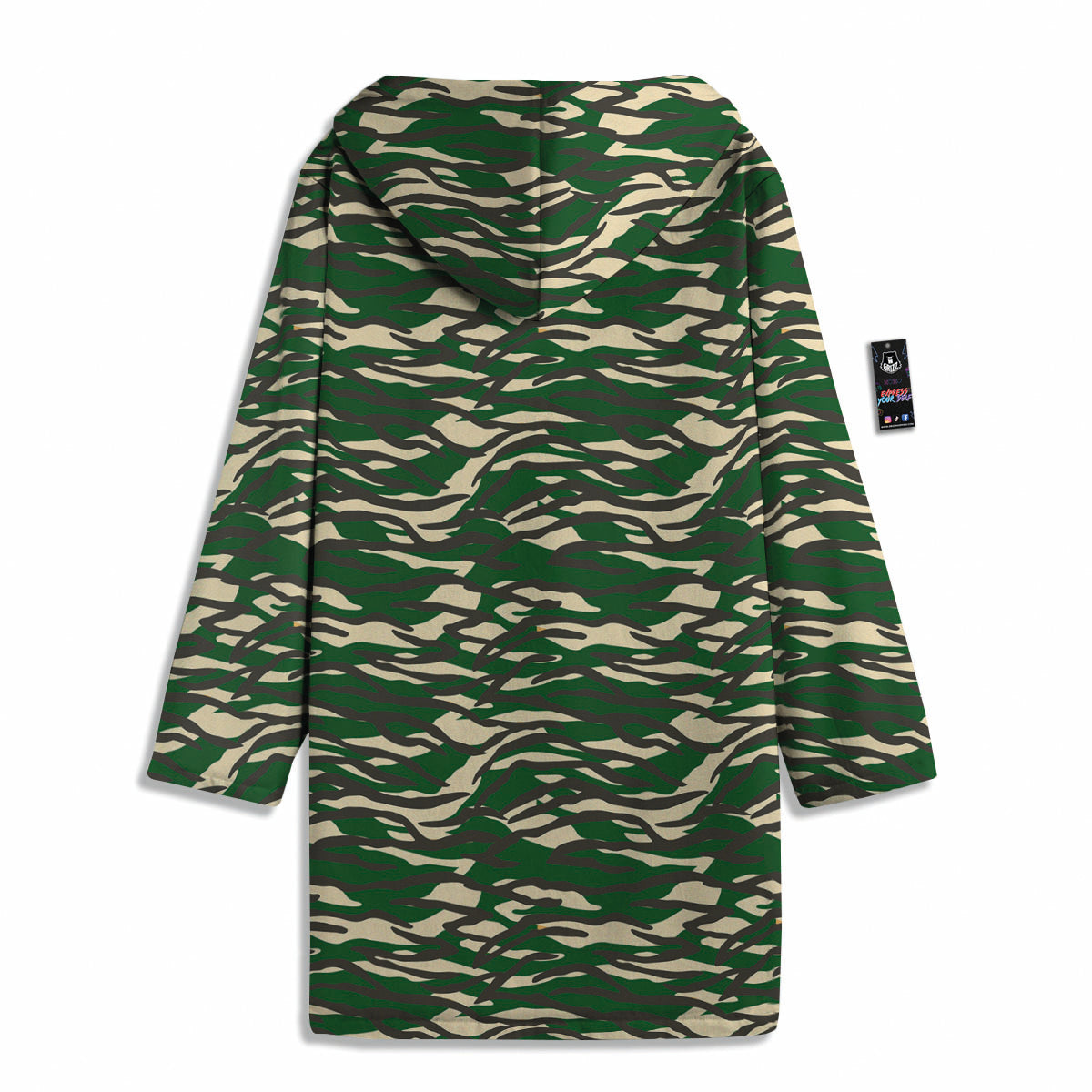 Black And Green Tiger Stripe Camo Print Men's Windbreaker Jacket-grizzshop