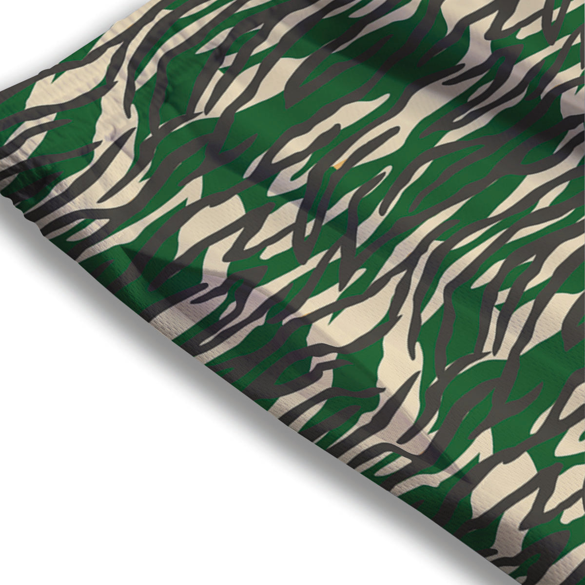 Black And Green Tiger Stripe Camo Print Mesh Shorts