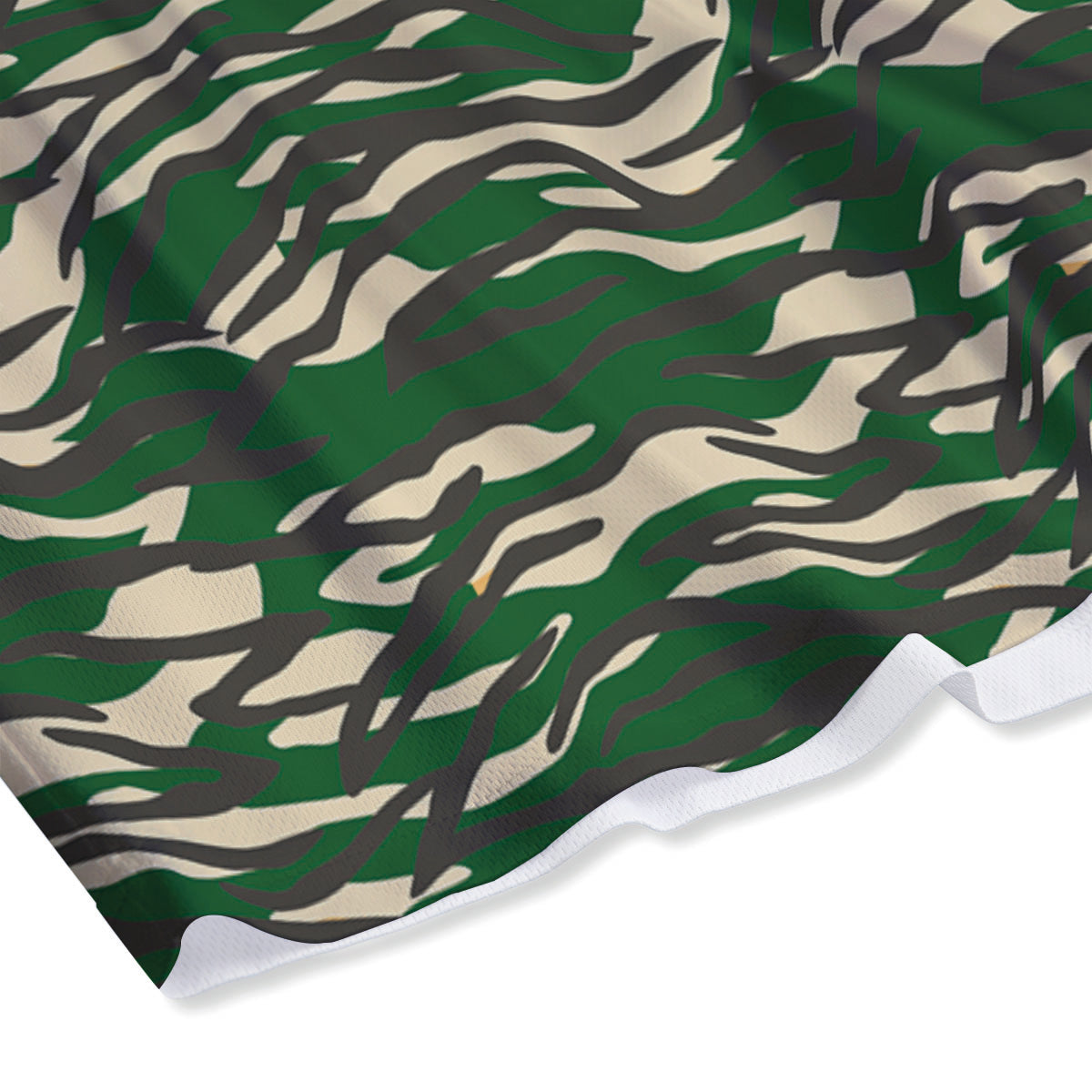 Black And Green Tiger Stripe Camo Print Mesh Shorts