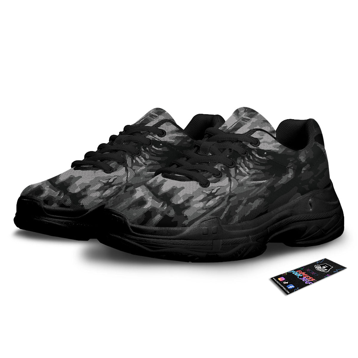 Black And Grey Face Chimpanzee Print Black Chunky Shoes-grizzshop