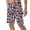 Black And Pink Cow Print Men's Shorts-grizzshop