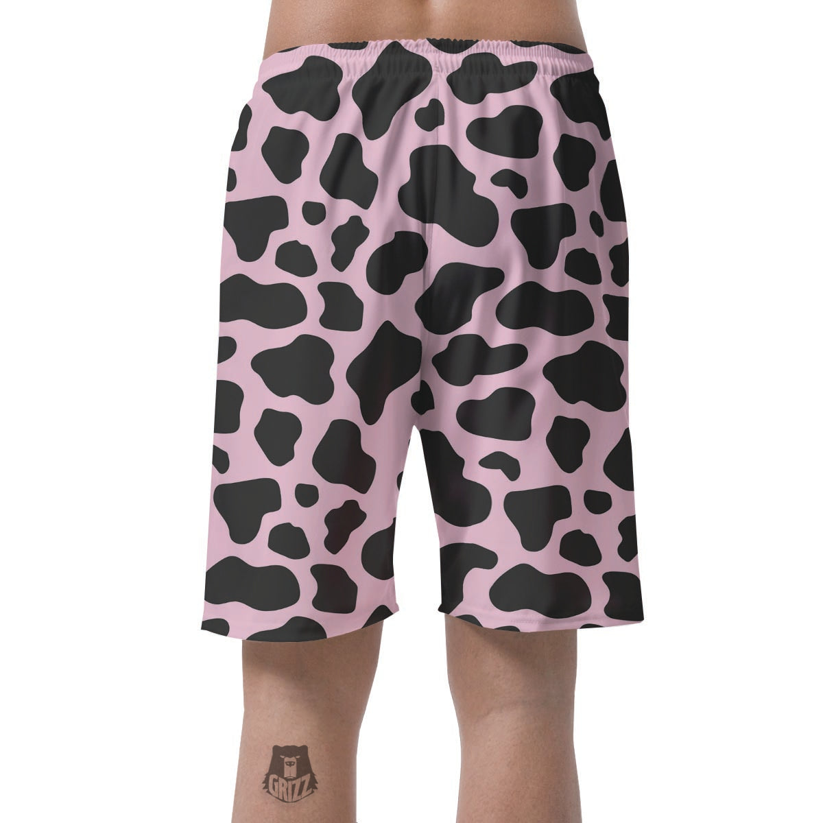 Black And Pink Cow Print Men's Shorts-grizzshop