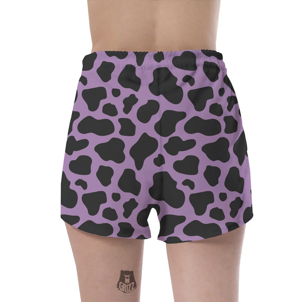 Black And Purple Cow Print Women's Shorts-grizzshop