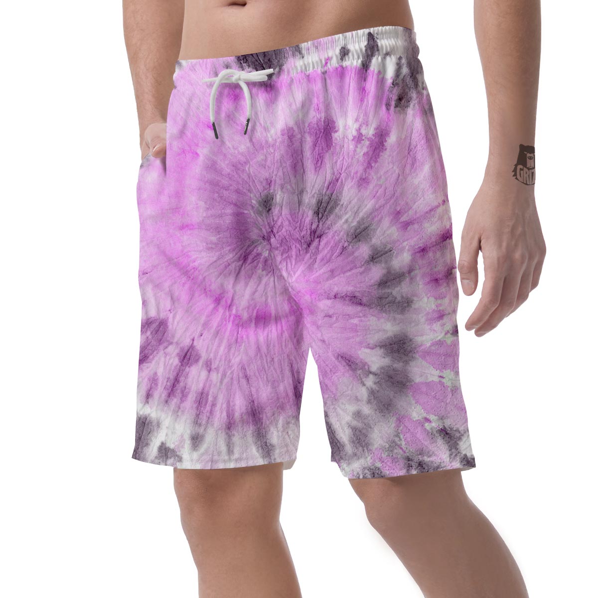 Black And Purple Tie Dye Men's Shorts-grizzshop