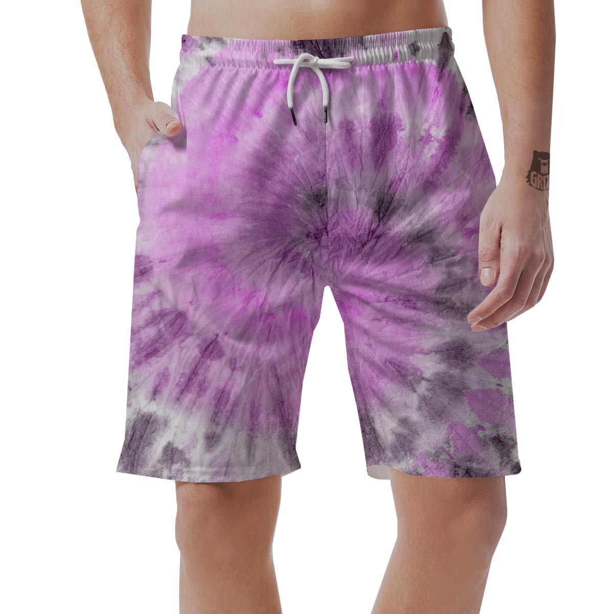 Black And Purple Tie Dye Men's Shorts-grizzshop