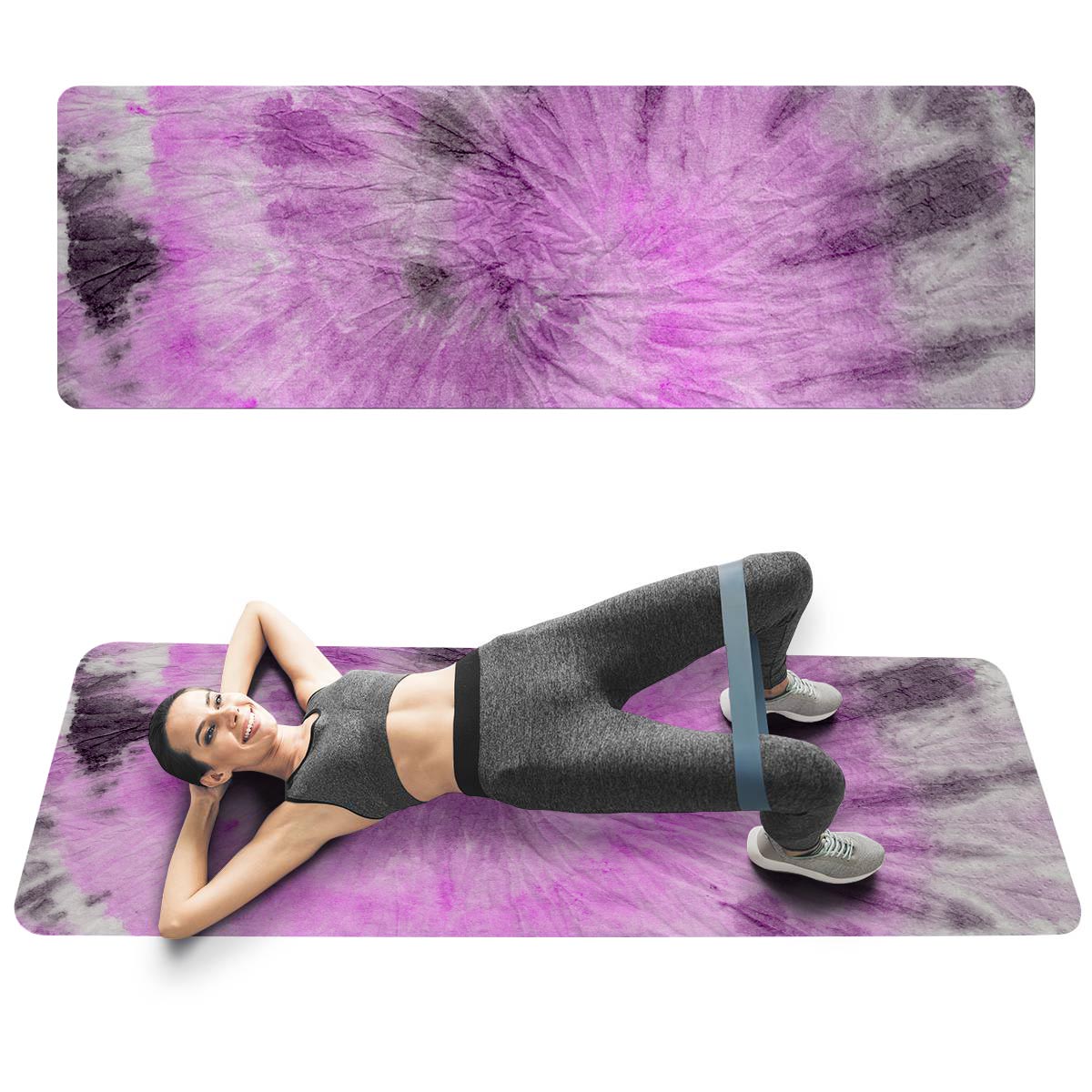 Black And Purple Tie Dye Thin Yoga Mat-grizzshop