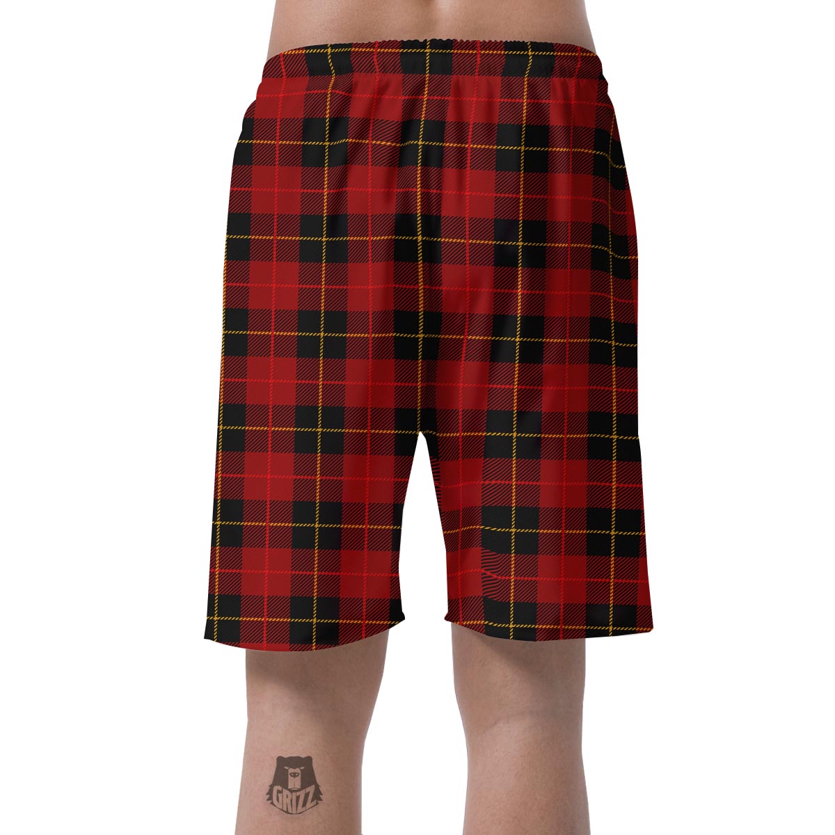 Black And Red Plaid Tartan Men's Shorts-grizzshop