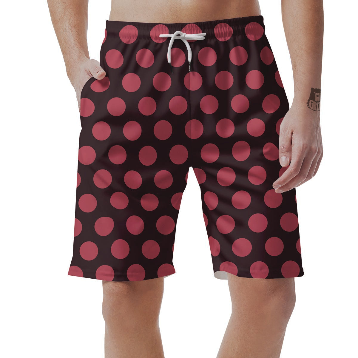 Black And Red Polka Dot Men's Shorts-grizzshop