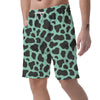 Black And Teal Cow Print Men's Shorts-grizzshop