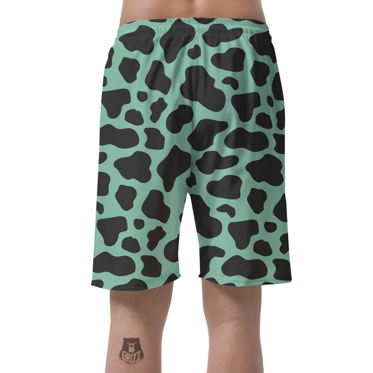 Black And Teal Cow Print Men's Shorts-grizzshop