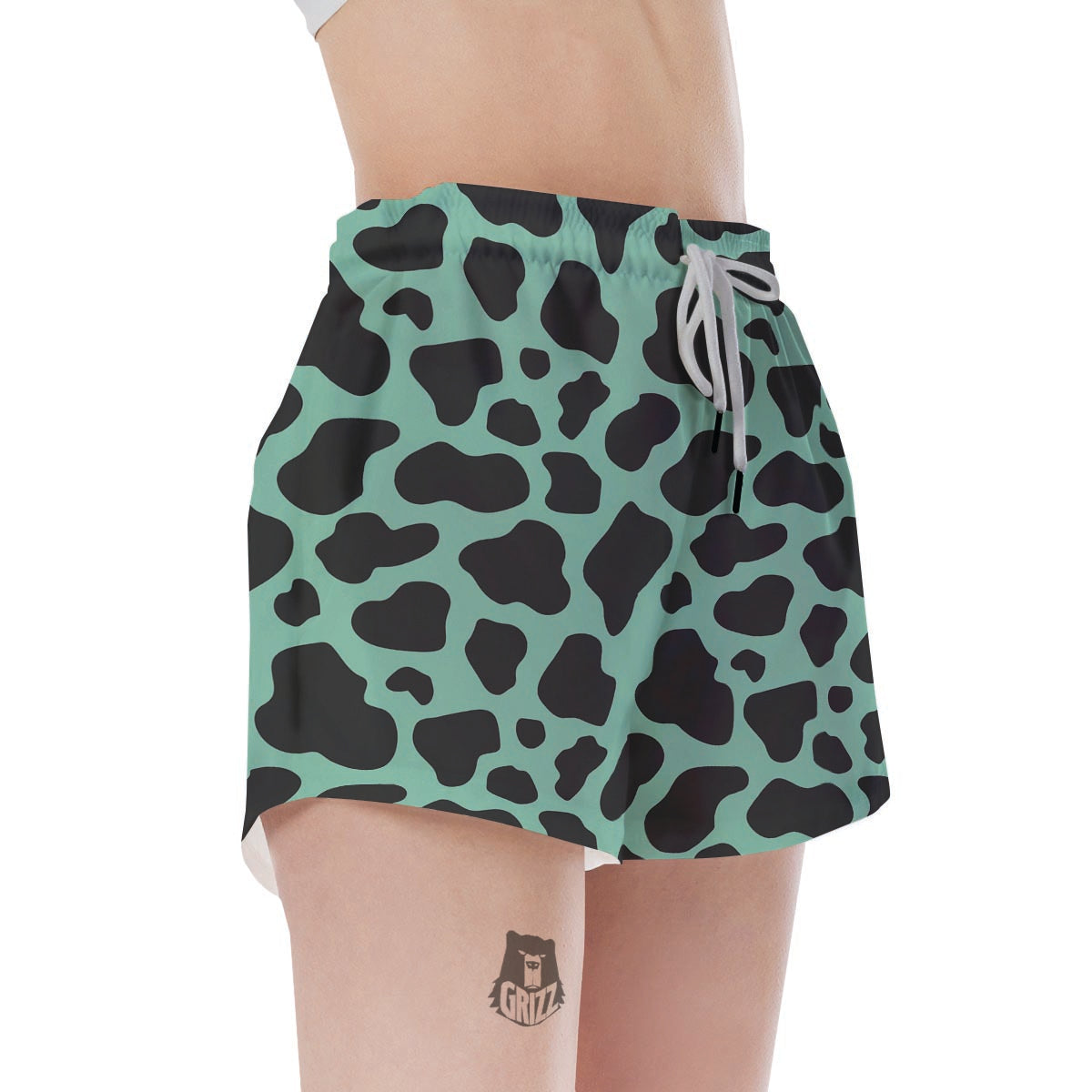 Black And Teal Cow Print Women's Shorts-grizzshop