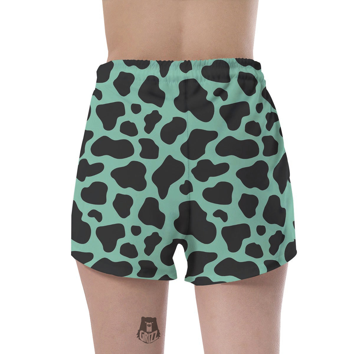 Black And Teal Cow Print Women's Shorts-grizzshop