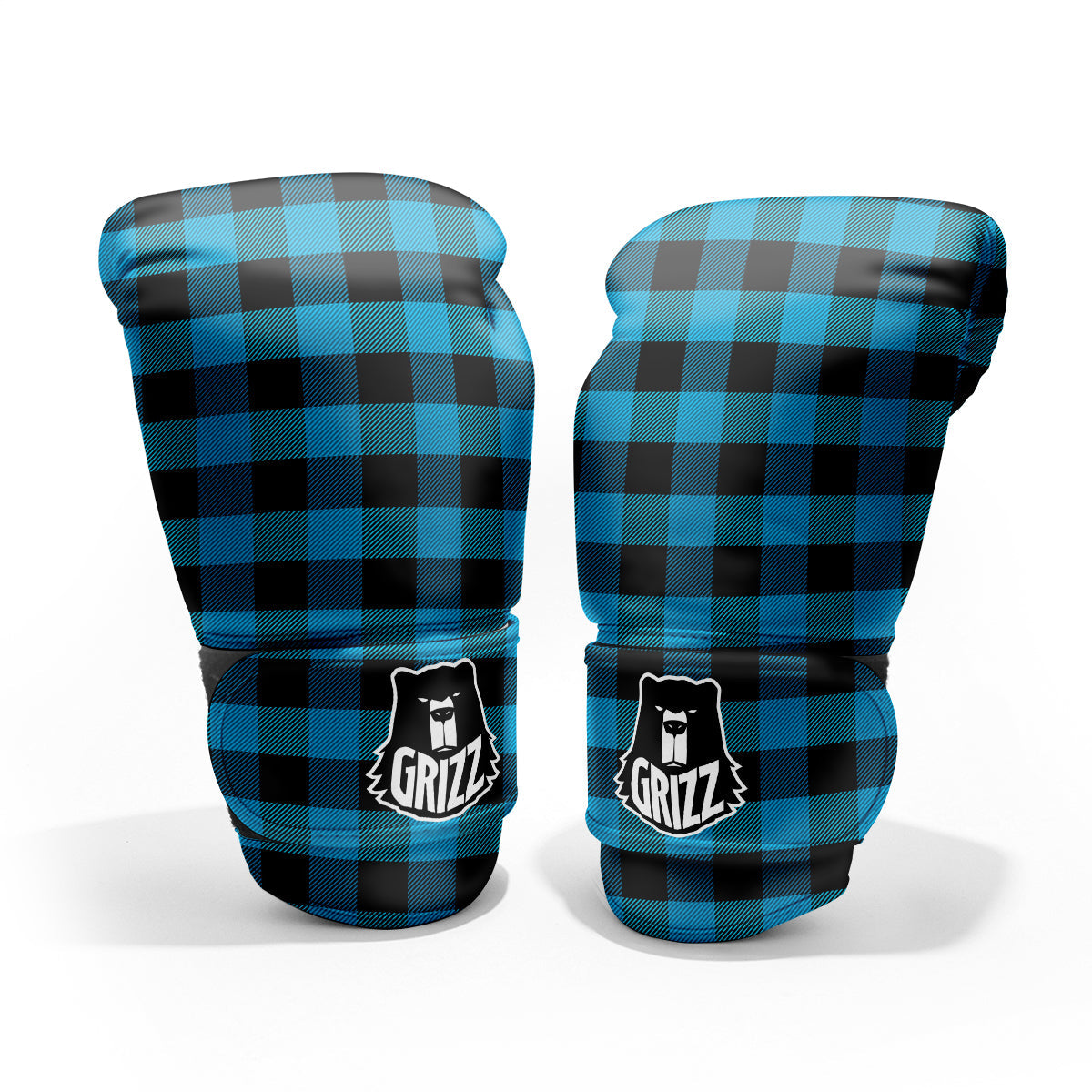 Black And Turquoise Check Print Pattern Pro Boxing Glove