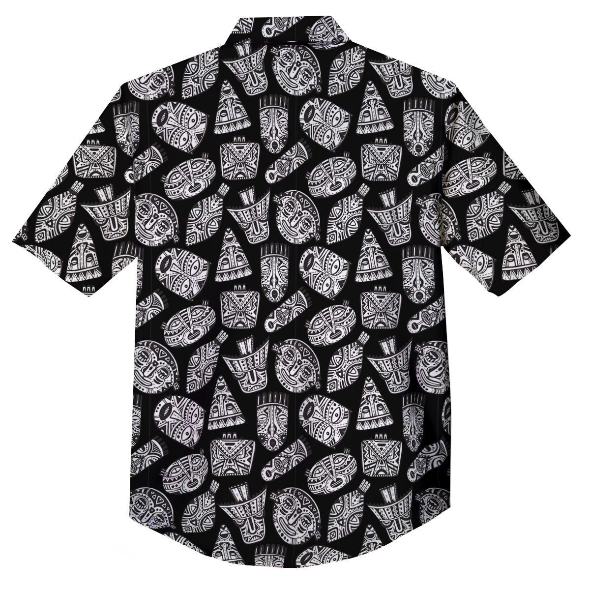 Black And White African Fancy Masks Print Pattern Button Up Shirt-grizzshop