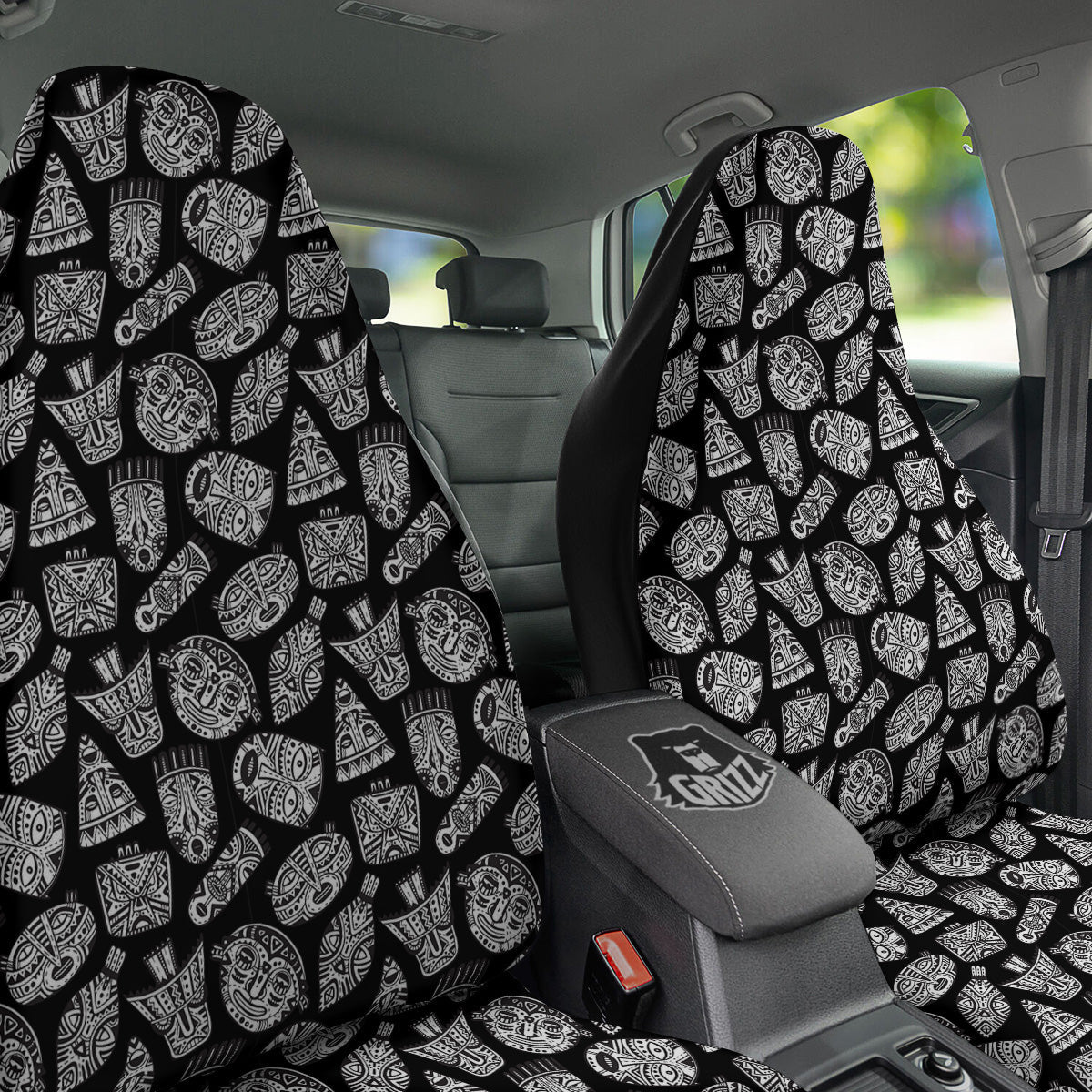 Black And White African Fancy Masks Print Pattern Car Seat Covers-grizzshop