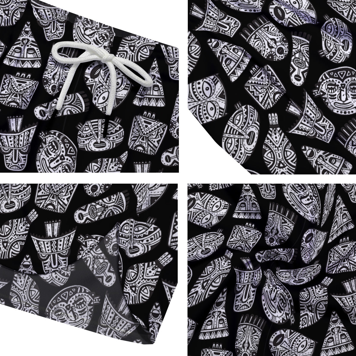 Black And White African Fancy Masks Print Pattern Men's Running Shorts-grizzshop