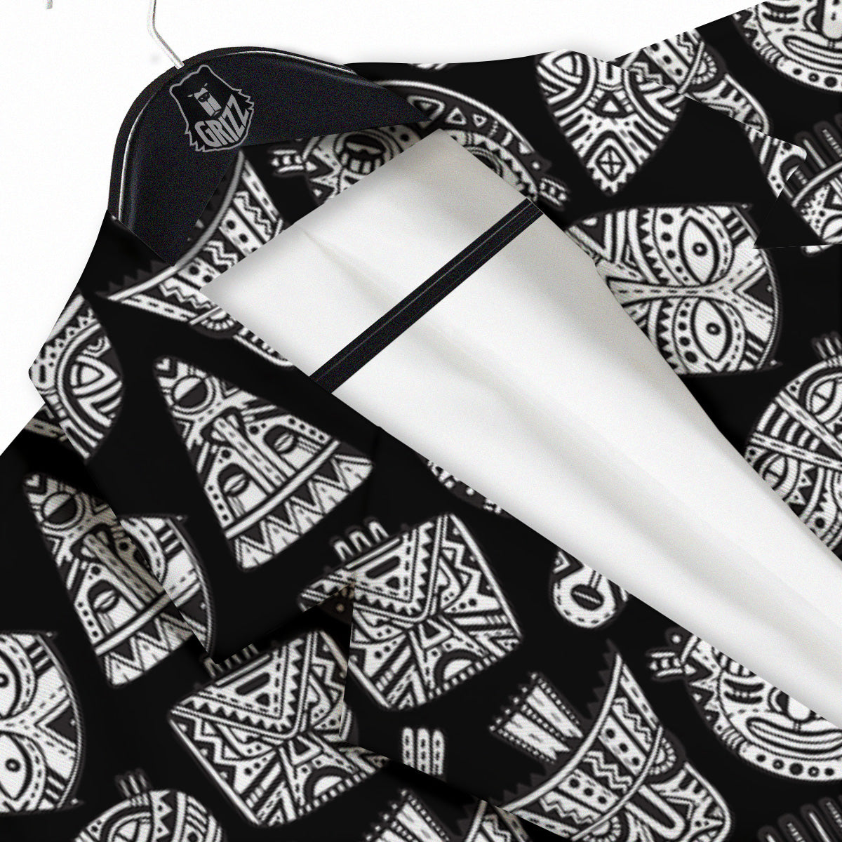 Black And White African Fancy Masks Print Pattern Men's Sport Coat-grizzshop