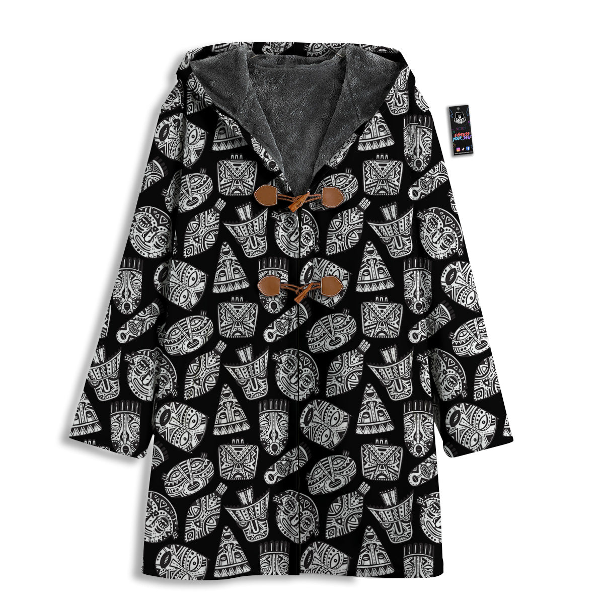 Black And White African Fancy Masks Print Pattern Men's Windbreaker Jacket-grizzshop