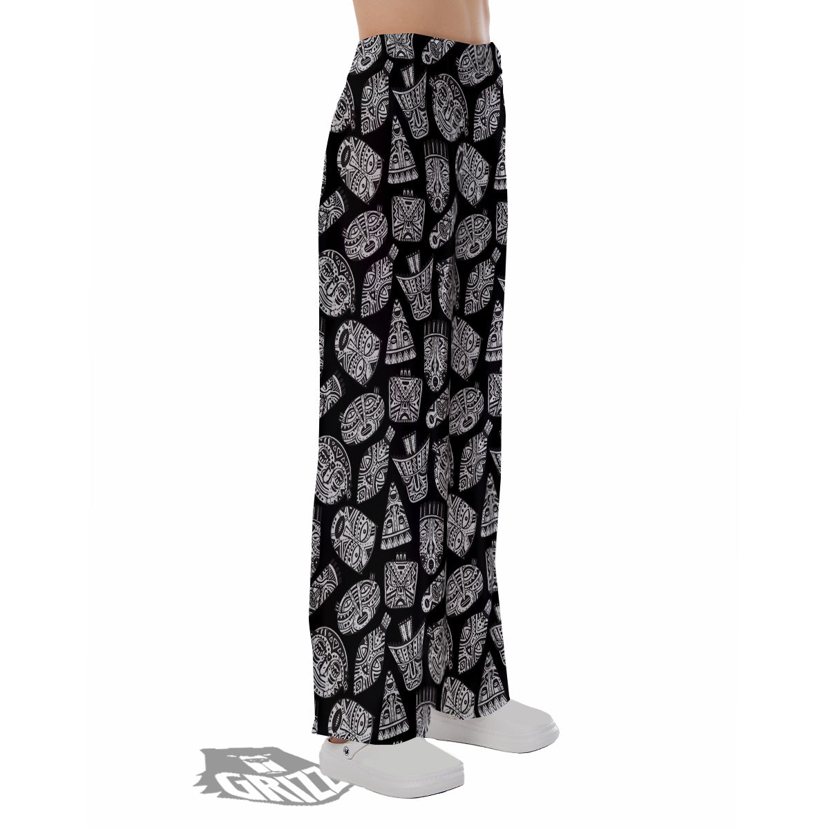 Black And White African Fancy Masks Print Pattern Pajama Pants-grizzshop