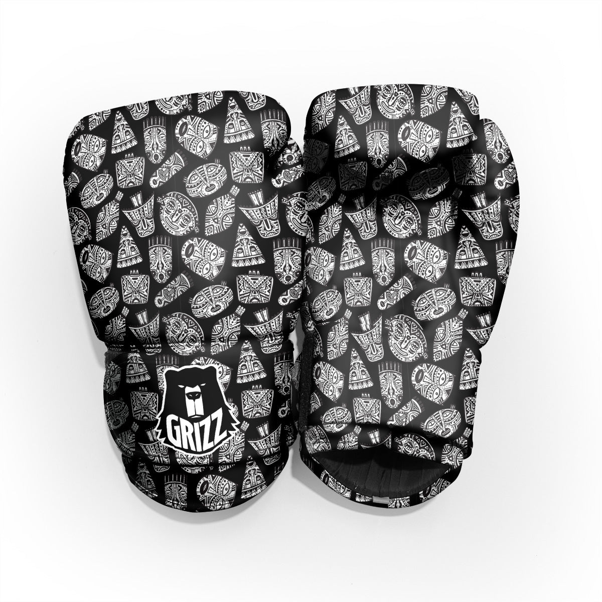 Black And White African Fancy Masks Print Pattern Pro Boxing Glove