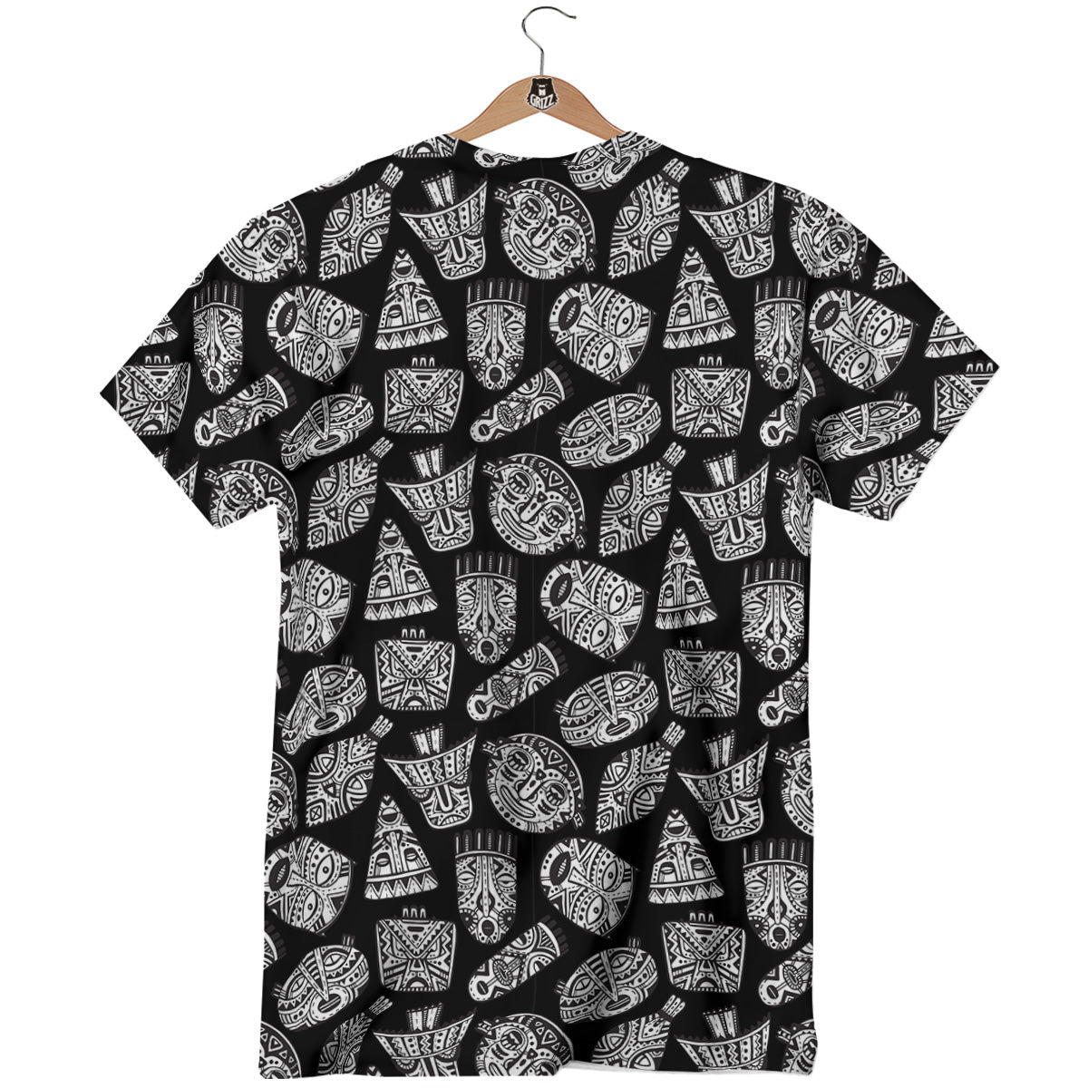 Black And White African Fancy Masks Print Pattern T-Shirt-grizzshop