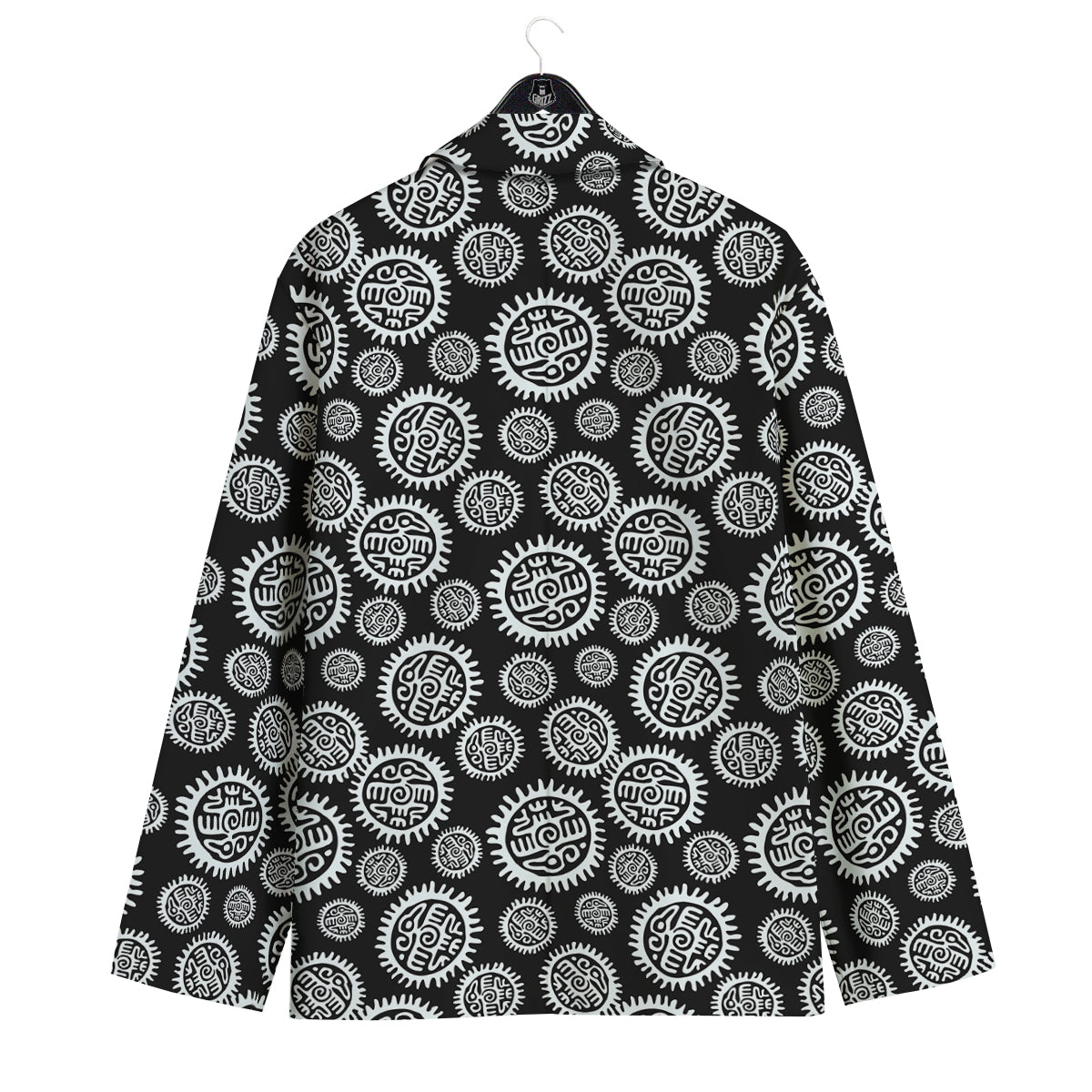 Black And White Aztec Mayan Eagle Print Pattern Men's Sport Coat-grizzshop