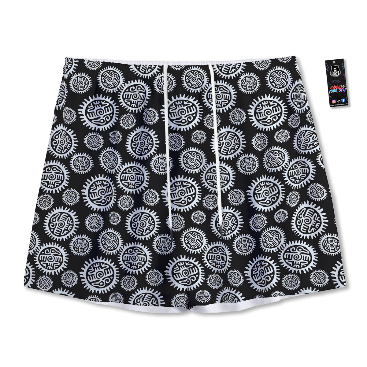 Cannabis Leaf Forest Green Print Mesh Shorts