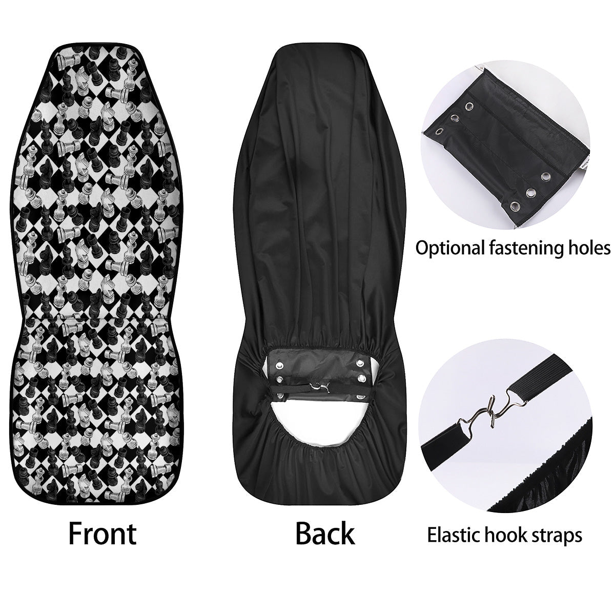 Black And White Chessboard Print Pattern Car Seat Covers-grizzshop