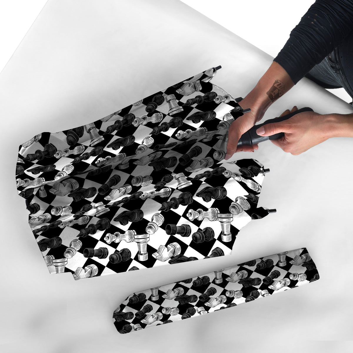Black And White Chessboard Print Pattern Umbrella-grizzshop